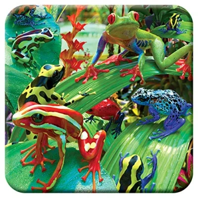 Image of 3D LiveLife Cork Coaster Funky Frogs from Deluxebase. Lenticular Animal Coaster. Non slip drinks mat with original artwork licensed renowned artist, David Penfound
