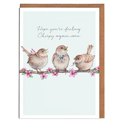 Image of Birds Get Well Soon Card &#039;Hope you feel chirpy again soon&#039; for Her
