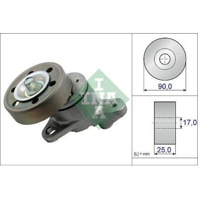Image of 1660327010, 1660327011, 1662027020, 1662027021 Tensioner Lever, v ribbed belt INA 534 0437 10 90mm 25mm TOYOTA: Avensis II Saloon
