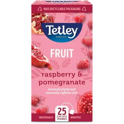 Image of Tetley Raspberry and Pomegranate Tea Bags, Pack of 25
