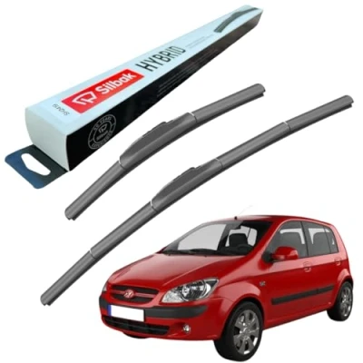 Image of Silbak Windscreen Wipers, fits for HYUNDAI GETZ (09/2002 06/2009) Wiper Blades, 550mm/350mm, Front Blades Set Accessories,