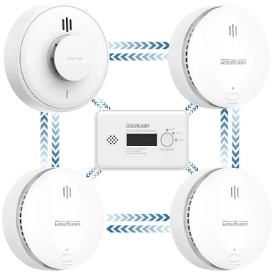 Image of Wireless Interlinked Smoke,Heat and Carbon Monoxide Alarm Kit,Pre linked,Compliant with Scotland &amp; England Law, Remote Slience Function(3 Smoke + 1 CO Heat)