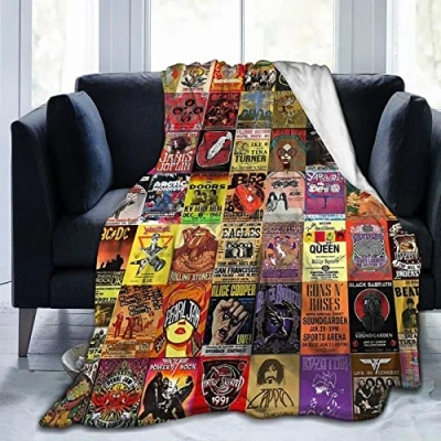 Image of YINGD Rock Band Collage Flannel Blanket Lightweight Cozy Bed Blankets Soft Throw Fit Couch Sofa Suitable for All Season