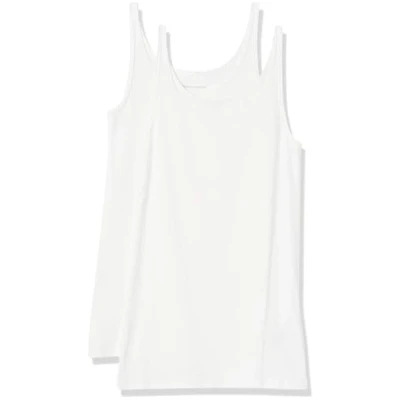 Image of Amazon Essentials Women&#039;s Slim Fit Thin Strap Tank Top, Pack of 2, White, XS