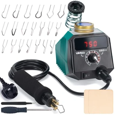 Image of YIHUA 939D V Wood Burning Kit with Digital Display 20 Wire Nibs, Detachable Pen, 2 Pieces, Tweezers used as Tool and Branding Iron for
