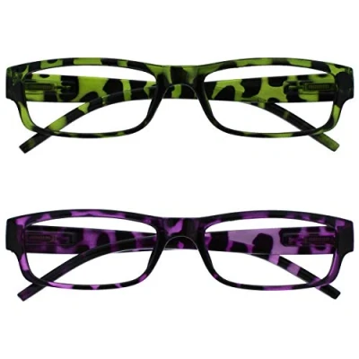 Image of OPULIZE The Reading Glasses Company Green &amp; Purple Tortoiseshell Readers Value 2 Pack Womens Ladies UVR2PK009_009PP +1.00