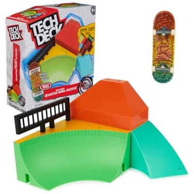 Image of Tech Deck, Quarter Bowl Ruckus X Connect Park Creator, Customisable and Buildable Ramp Set with Exclusive Fingerboard, Kids’ Toy for Ages 6 up