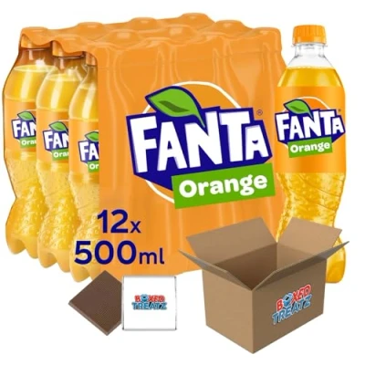 Image of Fanta Selection 12x500ml Orange Bottles Convenient Bulk For School, Business Or Parties Boxed Treatz