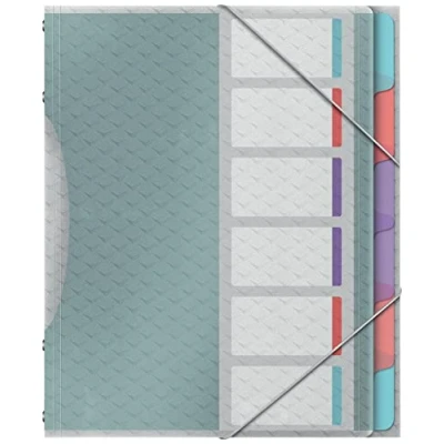 Image of Esselte File Divider Book With 6 Tabs, A4, Acid Free Paper/Document Organiser, Clear Plastic Pockets, Home/Office, Embossed Pattern, Colour&#039;Breeze Range, Multi Colour, 626255