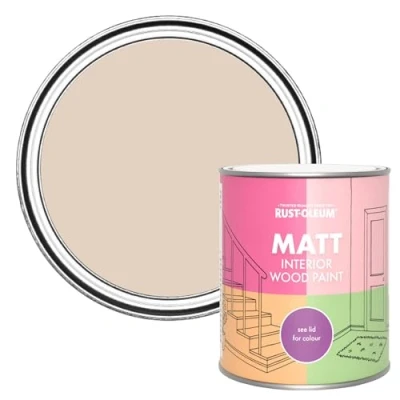 Image of Rust Oleum Pink Interior Wood Paint in Matt Finish Homespun 750ml