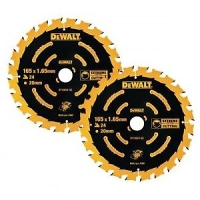Image of Dewalt DT10624 2 x Circular Saw Blades 165 20 24T Extreme Framing DCS391