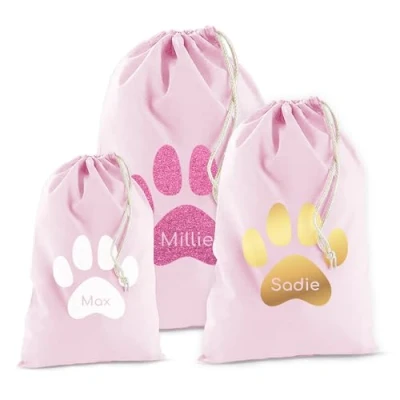 Image of Print Maniacs Personalised Christmas Santa Sack Stocking for Dog Extra Large With Paw and Name Bag Cats, Ideal Holiday Decor Gifts