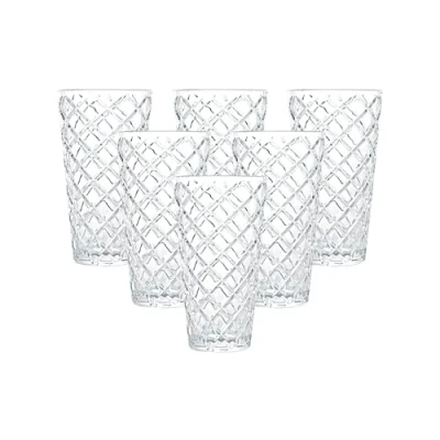 Image of Lucente Stylish Rhombus Pattern Drinking Glasses 435ml Set of 6