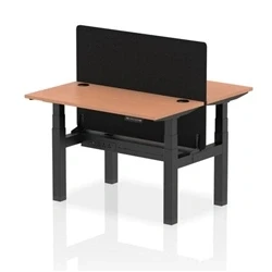 Image of Air B2B 1200x600mm Adjustable 2P Bench Desk CP Beech/Black + Screen