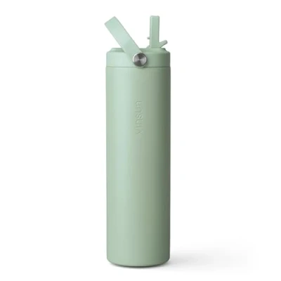 Image of Vinsun Stainless Steel Water Bottle with Straw 750ml Green Double Walled Insulated Flask, Leak Proof, BPA Free Drinks for Sport, Outdoor, Work