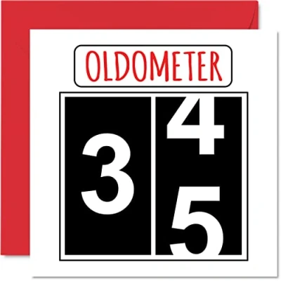 Image of Fun 35th Birthday Cards for Men Woman Oldometer Happy Card Dad Mum Son Daughter Brother Sister Uncle Auntie Cousin, 145mm x Greeting Cards,