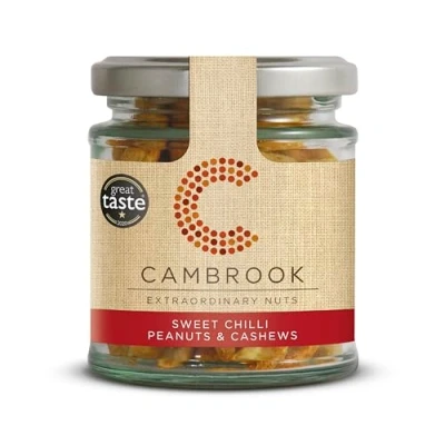 Image of Cambrook Baked Sweet Chilli Peanuts &amp; Cashews, Vegetarian, Vegan, 15 x 90g Jars