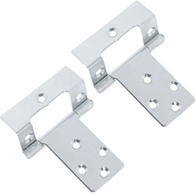 Image of Pair of Large 50mm Cranked Flush Hinges Silver Cabinet/Cupboard/Door Fittings