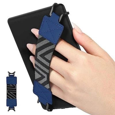 Image of MoKo Security Hand Strap for 6 8&quot; Kindle eReaders Fire Tablet, Kindle/Kobo/Voyaga/Lenovo/Sony E Book High elasticity Versatile Lightweight Finger Grip Holder, Dark Blue