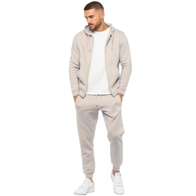 Image of 989Zé ENZO Mens Tracksuit Set Long Sleeve Essential Casual Zip Up Hoodie and Regular Fit Cuffed Sweatpants Joggers (UK, Alpha, S, Regular, Coastal Blue)
