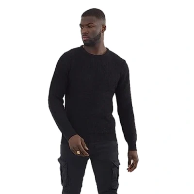 Image of BRAVE SOUL Mens Jumpers Knitted Sweater Long Sleeve Jumper for Men UK, Black Colour, UK Size 2XL