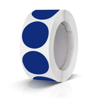 Image of Round Stickers Blue 1 Inch Circle Labels Color Coding Dot Vinyl Floor Sticker Waterproof Removable Roll of 500