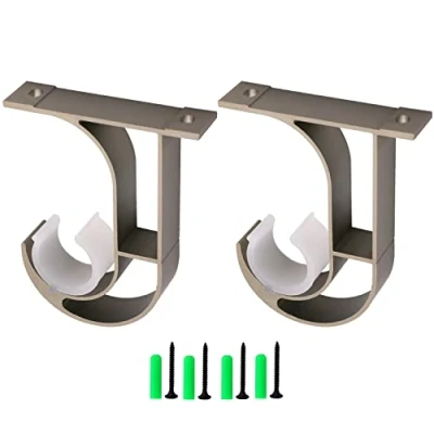 Image of iHomestyle Aluminum Alloy Curtain Rod Bracket,Curtain Holder,Curtain Supportor,Mounted on the Ceiling 2 Set (Light Champagne)