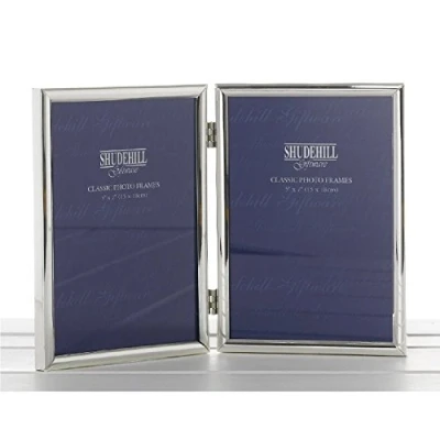 Image of 5&quot; x 7&quot; Double Silver Plated Photo Frame Gift Occasion Present 20857