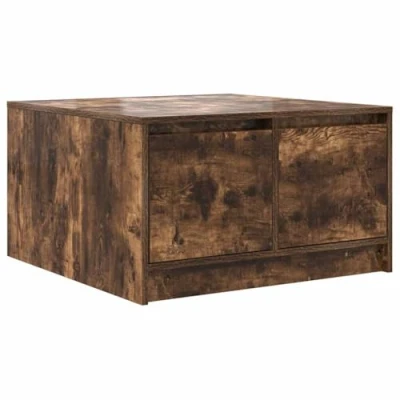 Image of vidaXL coffee table with drawers smoked oak center table, engineered wood, rectangular, 70.5x70x40 cm, living room/office versatile furniture