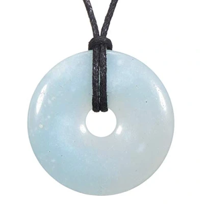 Image of Morella women&#039;s necklace 31.5 inch 80 cm gemstone Donut gem pendant Amazonite in a velvet bag