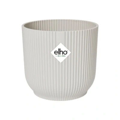 Image of Elho Vibes Fold 25cm Round Plastic Indoor Plant Pot Silky White