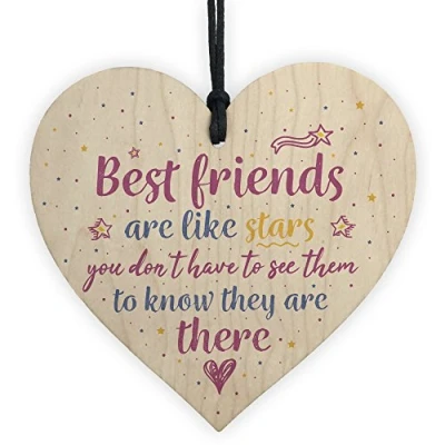 Image of RED OCEAN Handmade Best Friends Are Like Stars Wood Heart Plaque Friendship Thank You Gift For Her