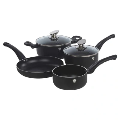 Image of BLAUMANN 6Pc Set Cookware Frying Grill Pots Saucepan Casserole Soft Touch Handle (Black Matt)