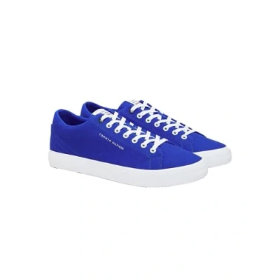 Image of Tommy Hilfiger Men Trainers Core Low Canvas Shoes Vulcanised, Blue (Ultra Blue), 6.5 UK