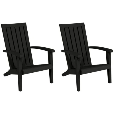 Image of vidaXL Garden Adirondack Chairs 2 pcs Black Polypropylene