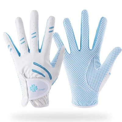Image of A Pair Kids Golf Gloves Junior Glove Leather Elastic Fabric Breathable Pink Left and Right Handed Accessories for
