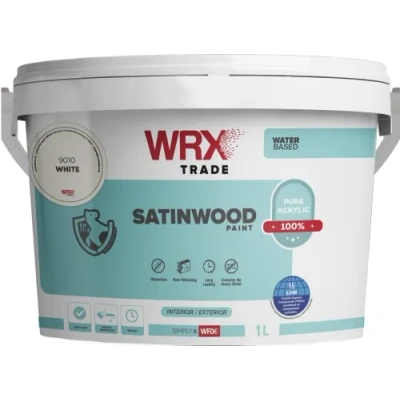 Image of WRX Trade Satinwood Paint Brilliant White Water Based (1L)