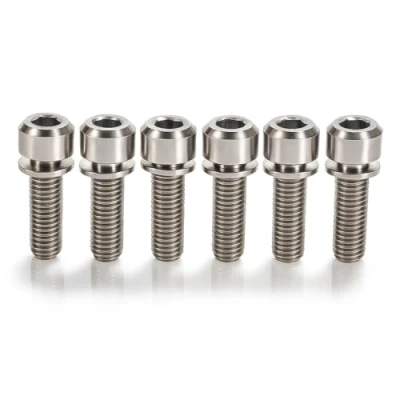 Image of Keenso Bike Stem Bolts with Washers, 6Pcs M5 X 18mm Titanium Bicycle Bolt MTB Washers for Road Mountain Bike(titanium)