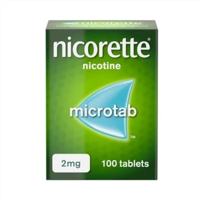 Image of Nicorette Microtab 2mg Sublingual Tablet (100 Pieces), Smoking Cessation Aid to Actively Fight Withdrawal Symptoms, Tablets Help Stop