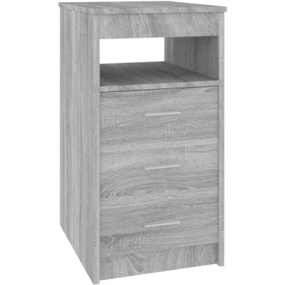 Image of vidaXL Modern Drawer Cabinet in Grey Sonoma Multifunctional and Compact Design for Storage Resistant Engineered Wood Material 3 Drawers Upper Shelf Dimensions: 40 x 50 76 cm.