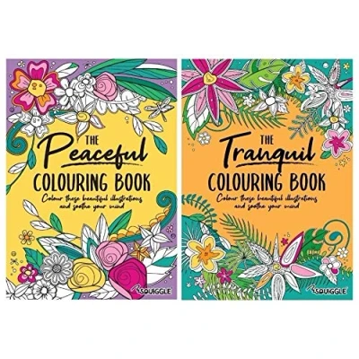 Image of Martello Squiggle A4 Adult Colouring Books, Tranquil &amp; Peaceful Set of 2