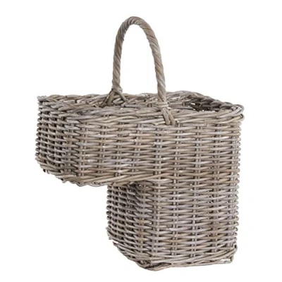 Image of Grey Rattan Wicker Stair Storage Basket