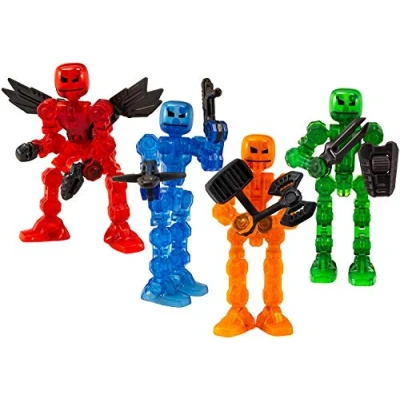 Image of Klikbot Zing, Series 1 Heroes, Complete set of 4 Poseable Action Figures with Weapons, Includes Axil, Helix, Cosmo and Cannon, Translucent