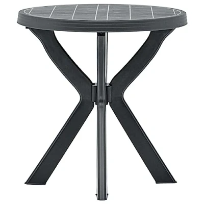 Image of vidaXL Weather Resistant Bistro Table Anthracite Plastic Round Garden for Patio, Deck and Outdoor Spaces, Easy to Move—70 cm Diameter