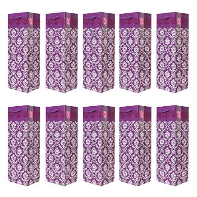 Image of Pack of 10 noble bottle gift bags purple for wine sparkling and champagne 36 cm x 12 14.17&quot; 4.72&quot; 3.94&quot;