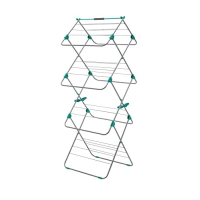 Image of Addis 517567 Easi 3 Tier Indoor Airer, 15 M Drying Space Metallic Aqua (Silver/Aqua), 5 x 41 100 cm