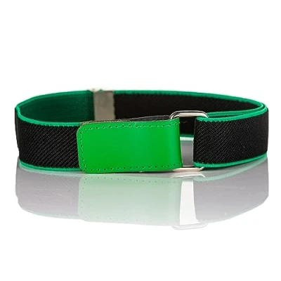 Image of Olata Children’s Stretch Elasticated Belt with Adjustable Hook and Loop Fastening 5 12 years. Black/Green