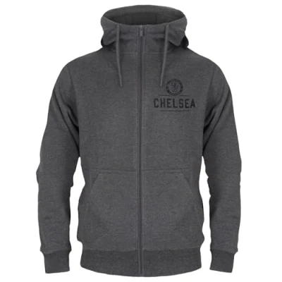 Image of Chelsea FC Official Football Gift Mens Fleece Zip Hoody Grey Large