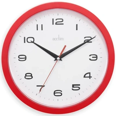 Image of ACCTIM Wall Clock, Red, 25.5 cm L x W