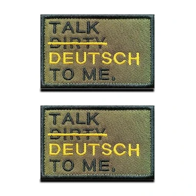 Image of 2 Pieces Talk Dirty/German to Me Fun Patch Embroidered Tactical Military Morale Appliques Emblem for Biker Clothing Backpack Uniform Vest Dog Harness Outdoor
